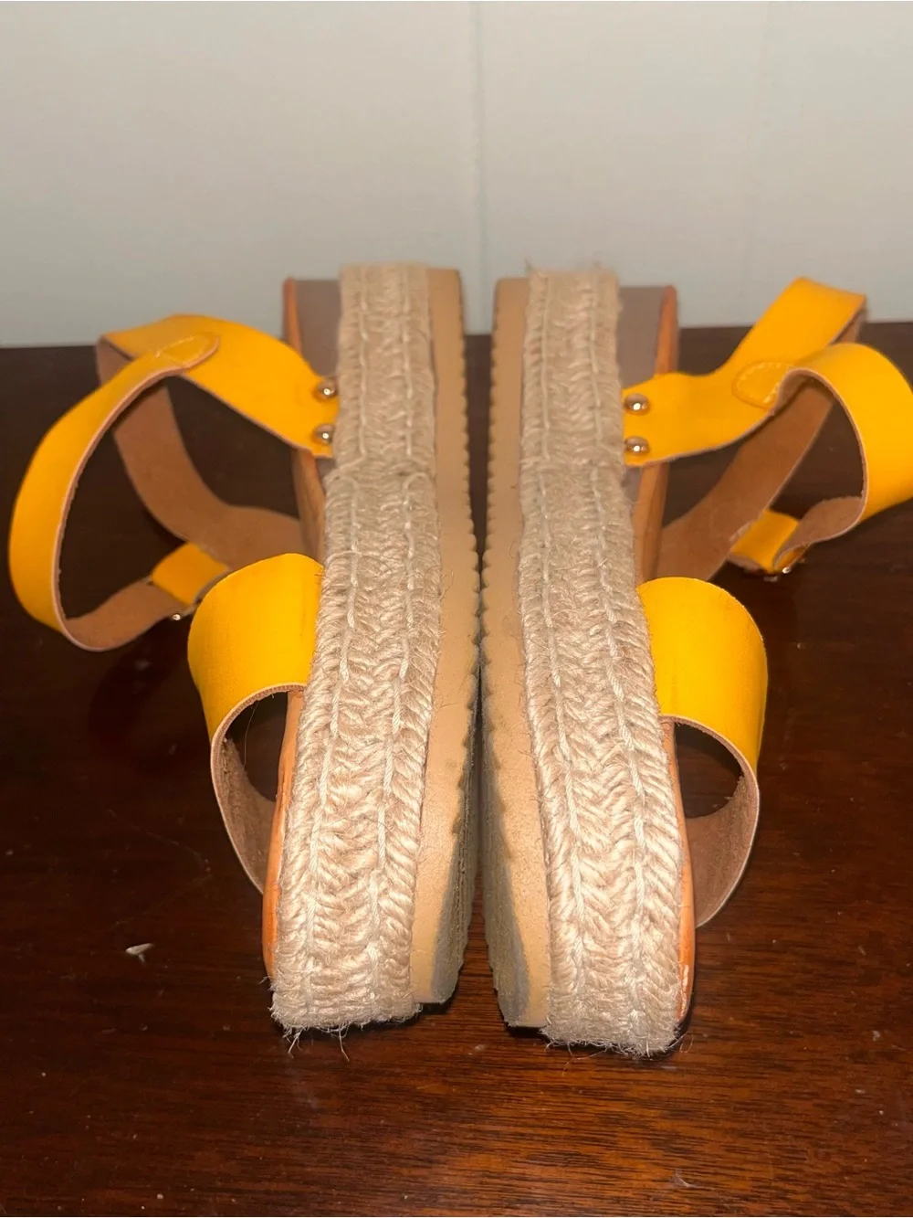 BAMBOO Yellow Platform Espadrille Sandals